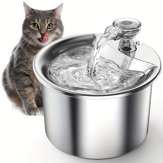 2L Stainless Steel Pet Water Fountain promotes hydration and health for cats and dogs.