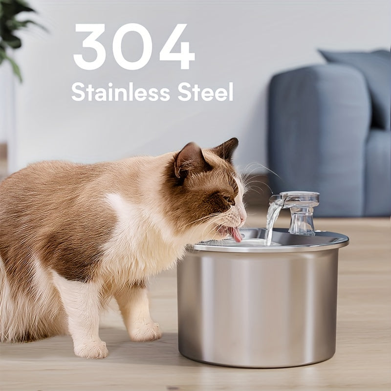 2L Stainless Steel Pet Water Fountain promotes hydration and health for cats and dogs.