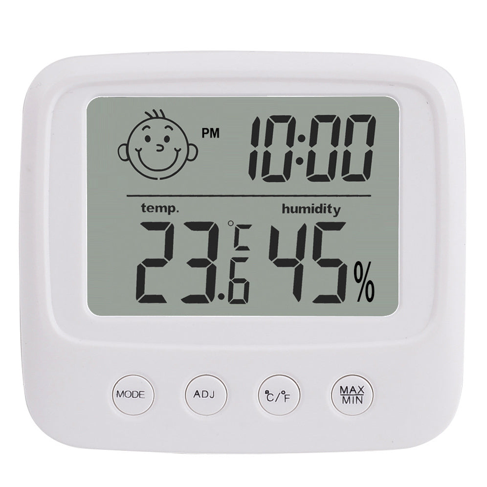 LCD Digital Thermometer & Hygrometer with Clock - Accurate Temperature and Humidity Monitor for various spaces - Battery Operated (AAA) - Includes Hygrometer.