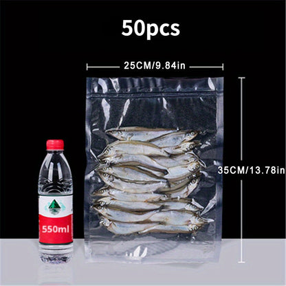 50 Vacuum Sealer Bags for Food, No Cutting Required, Portable Sealing for Food Sealer Machine, Kitchen Tool for Sous Vide Cooker, Keeps Food Fresh, Includes Kitchen Accessories and Home Items