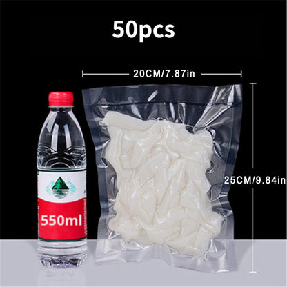 50 Vacuum Sealer Bags for Food, No Cutting Required, Portable Sealing for Food Sealer Machine, Kitchen Tool for Sous Vide Cooker, Keeps Food Fresh, Includes Kitchen Accessories and Home Items