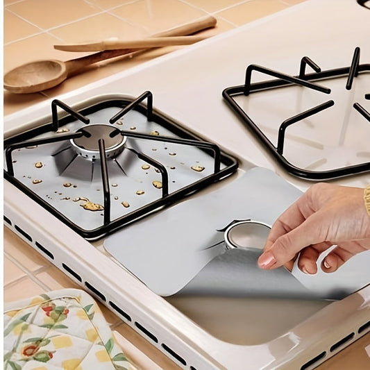 Set of 4 Extra Thick 0.15mm Reusable Gas Range Stovetop Burner Protectors - Simple to Clean Kitchen Liner Covers