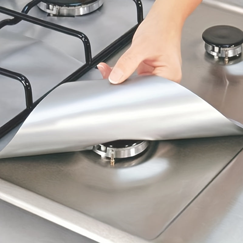 Set of 4 Extra Thick 0.15mm Reusable Gas Range Stovetop Burner Protectors - Simple to Clean Kitchen Liner Covers