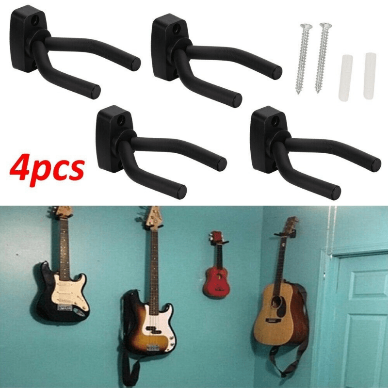 2-4pcs Black Guitar Hanger Wall Mount Hook Holder Clips