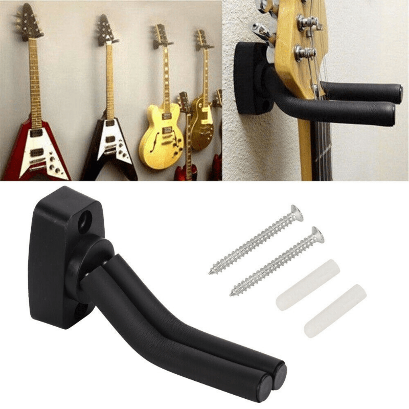 2-4pcs Black Guitar Hanger Wall Mount Hook Holder Clips