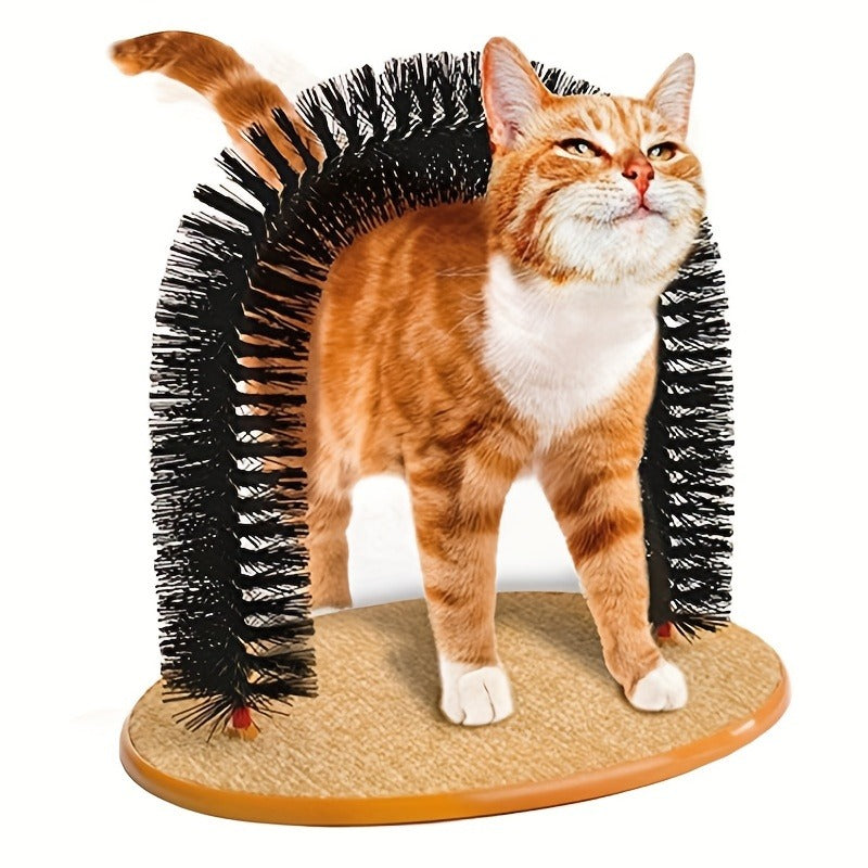 Multifunctional Cat Arch Self Grooming Toy with Hair Brush and Scratching Toy for Cats and Kittens