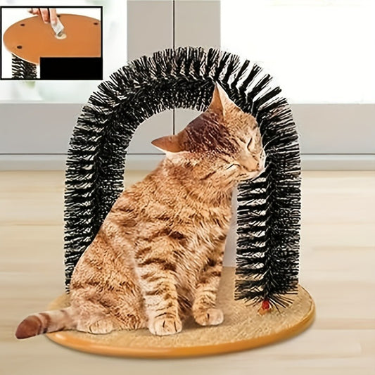 Multifunctional Cat Arch Self Grooming Toy with Hair Brush and Scratching Toy for Cats and Kittens