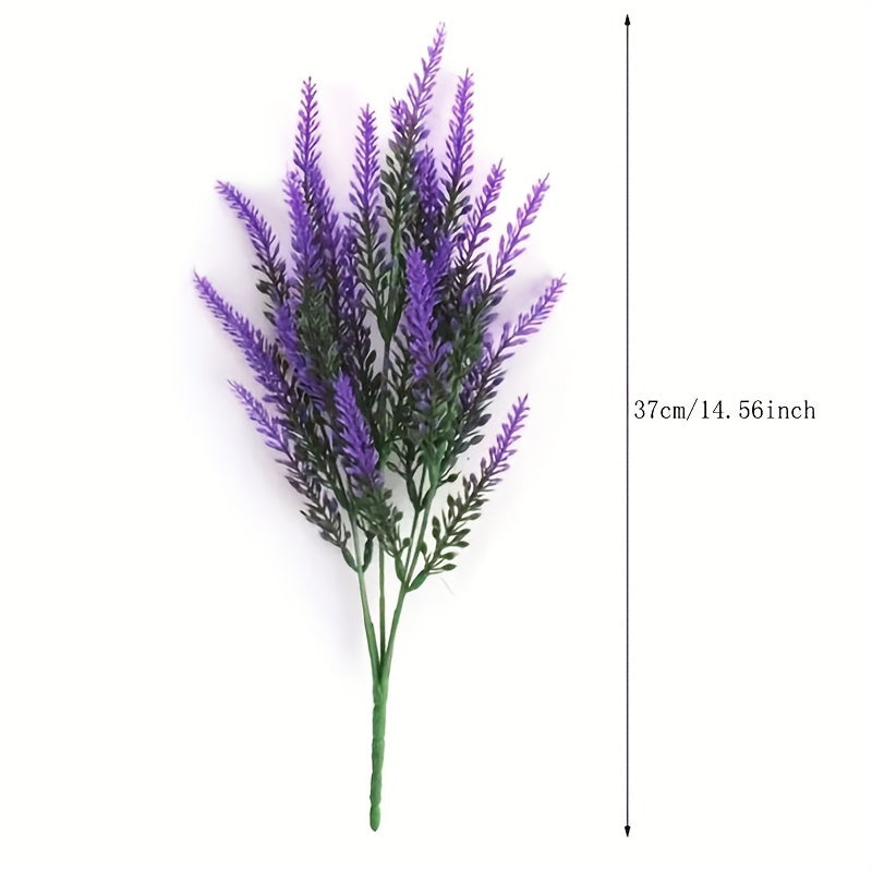 3 bundles of artificial UV resistant lavender flowers for indoor and outdoor decor.