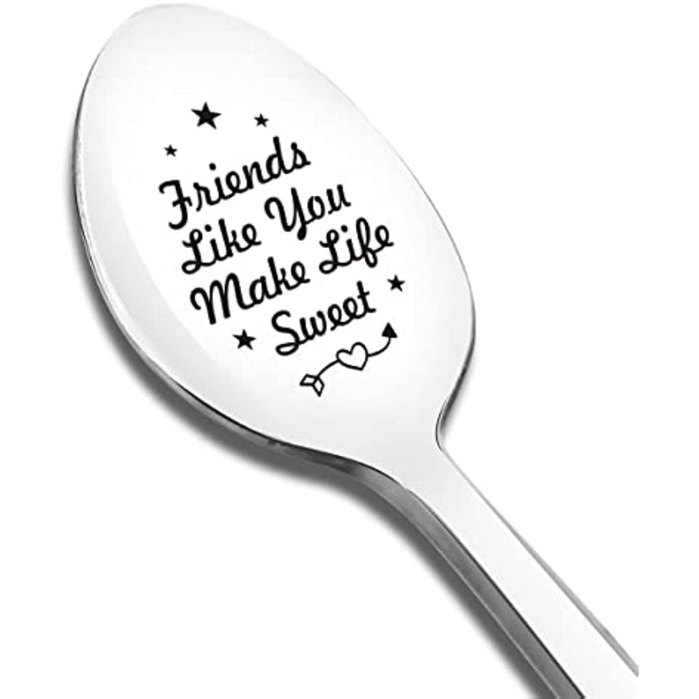 Engraved Stainless Steel Spoon for Best Friends - A Thoughtful Gift for Christmas, Halloween, Thanksgiving | Great for Serving Ice Cream, Coffee, and Desserts