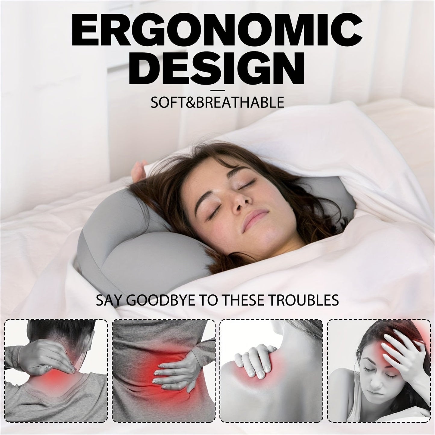 Soft Foam Bed Pillow for Pregnant Mommy - All-round Sleeping Pillow with 3D Ergonomic Egg Shape