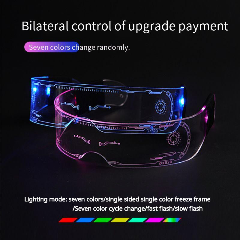 LED Glasses with Punk Style 1PC, Featuring Fantasy 7 Colors Light Up