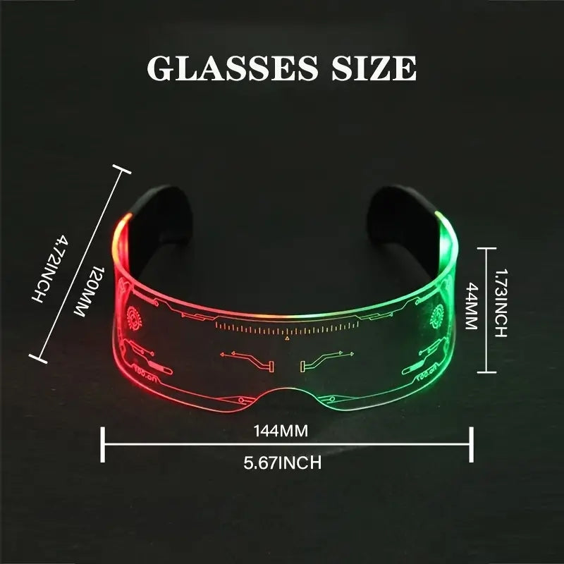 LED Glasses with Punk Style 1PC, Featuring Fantasy 7 Colors Light Up