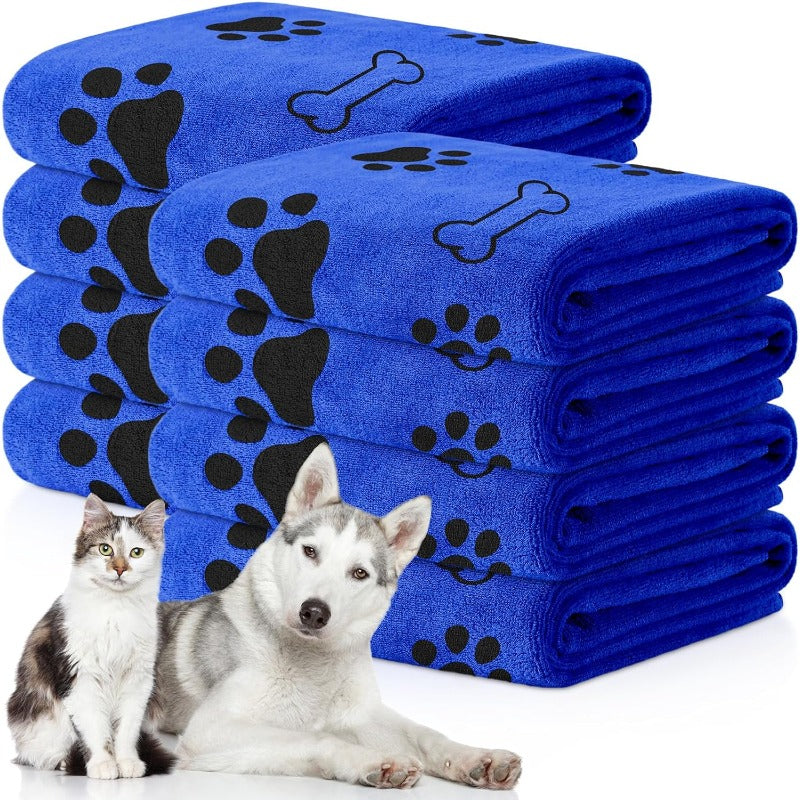 60.96x101.6 cm Microfiber Pet Towels for Dogs, super absorbent with paw print design for quick dog bath care.