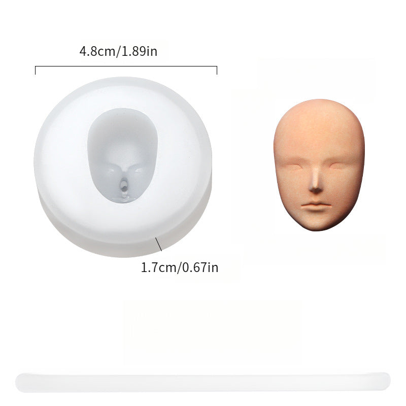 Face-shaped silicone mold for creating 3D fondant, pudding, chocolate, candy, gummy, handmade soap, aromatherapy candles, plaster, polymer clay, and ice cubes. Perfect for baking, cake decorating, and other kitchen projects.