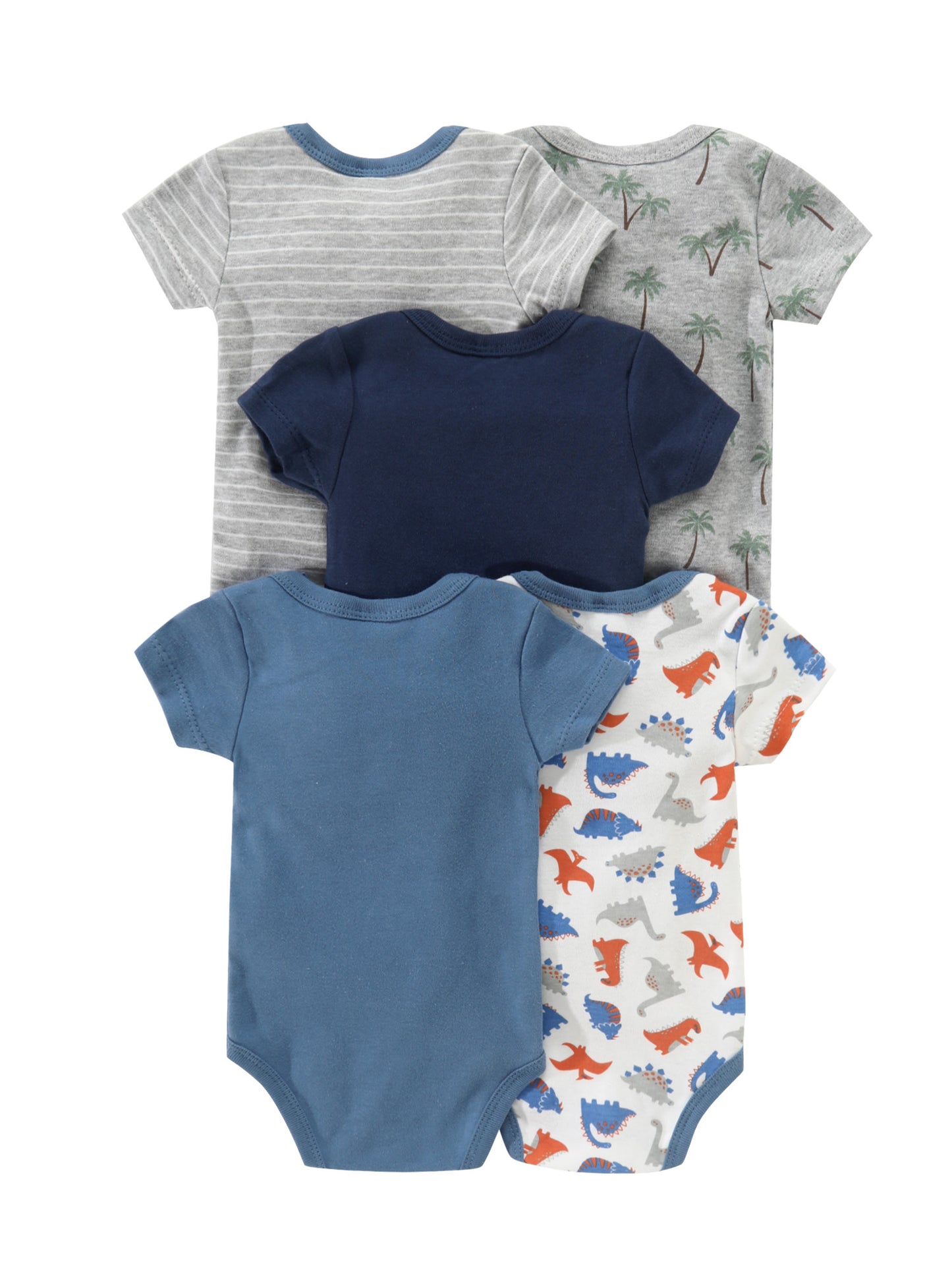 5pc Newborn Baby Boy Bodysuit Set with Cute Graphics for Spring and Fall Outdoor Wear.