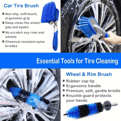 Set of 20 Car Detailing Brushes - Includes Everything Needed for Cleaning Wheels, Interior & Exterior - Made with Sturdy Plastic and Metal Components