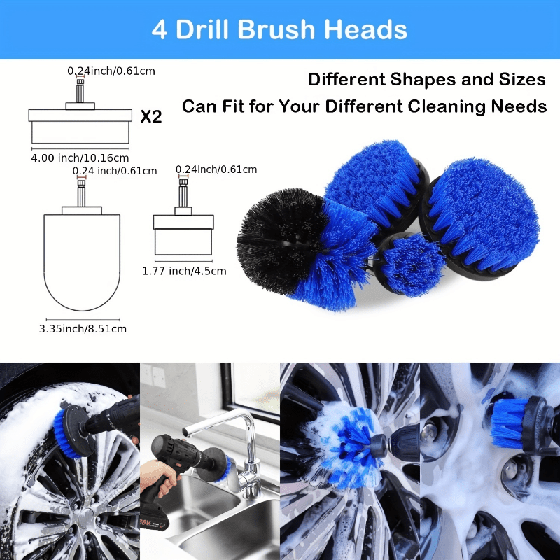 Set of 20 Car Detailing Brushes - Includes Everything Needed for Cleaning Wheels, Interior & Exterior - Made with Sturdy Plastic and Metal Components