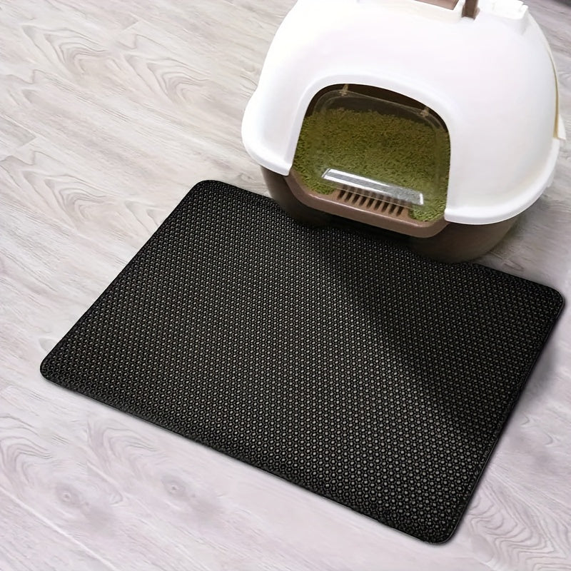 Waterproof double-layer cat litter mat with non-slip surface, washable and easy to clean.