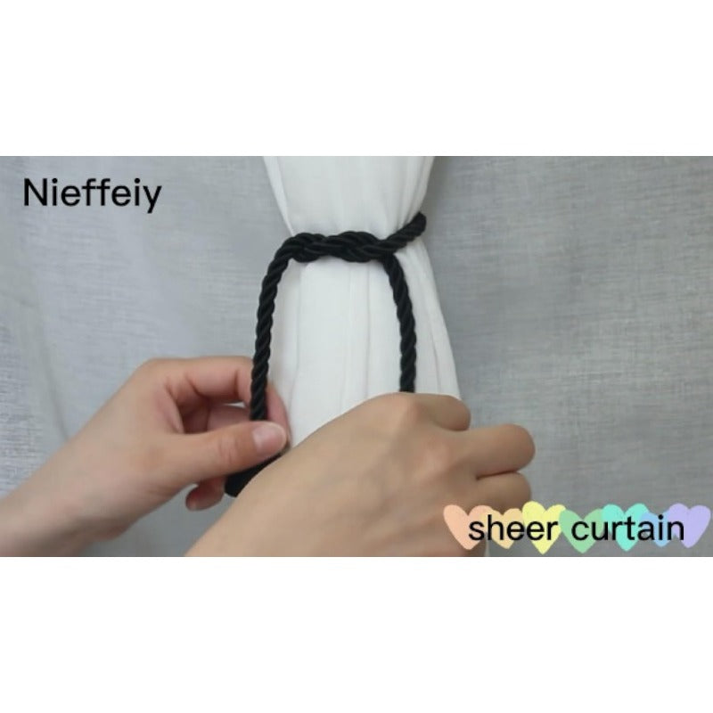 Set of 2 Magnetic Curtain Tiebacks: Contemporary handmade rope ties for decorative drapes, perfect for holding back curtains in your window living room, enhancing your home decor.