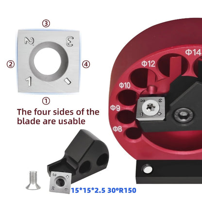 1 set of 8-Hole Dowel Maker Jig Kit with Carbide Blades, for 8mm-20mm round rods, woodworking electric drill milling dowel tool.