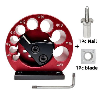 1 set of 8-Hole Dowel Maker Jig Kit with Carbide Blades, for 8mm-20mm round rods, woodworking electric drill milling dowel tool.