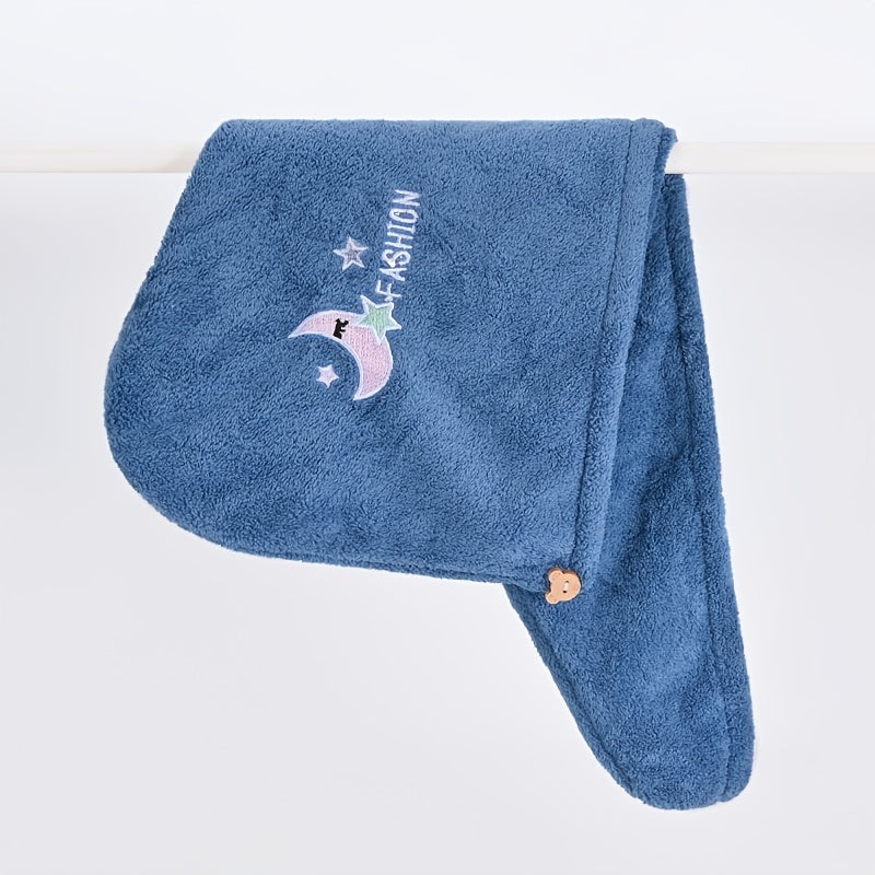 Embroidered hair wrap towel for ladies, absorbent and quick-drying. Suitable for long and short hair. Ideal bathroom essential.