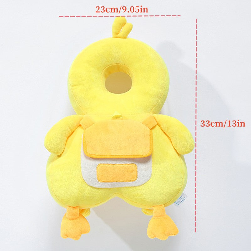 Yellow Safety Pillow for Kids - Adjustable Head Protection Pad with Fastening Belt, Alert Squeal, and Non-Toxic Polyester Material