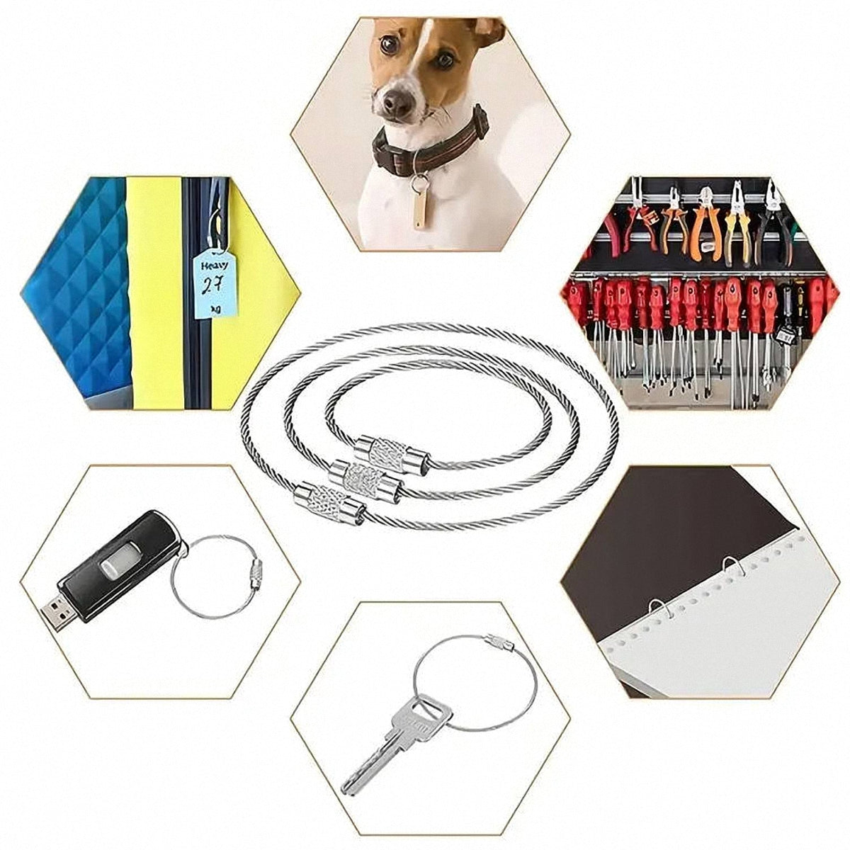 One set of 100 stainless steel wire rings for key chains, key rings, luggage tag attachments, and versatile hanging ropes.