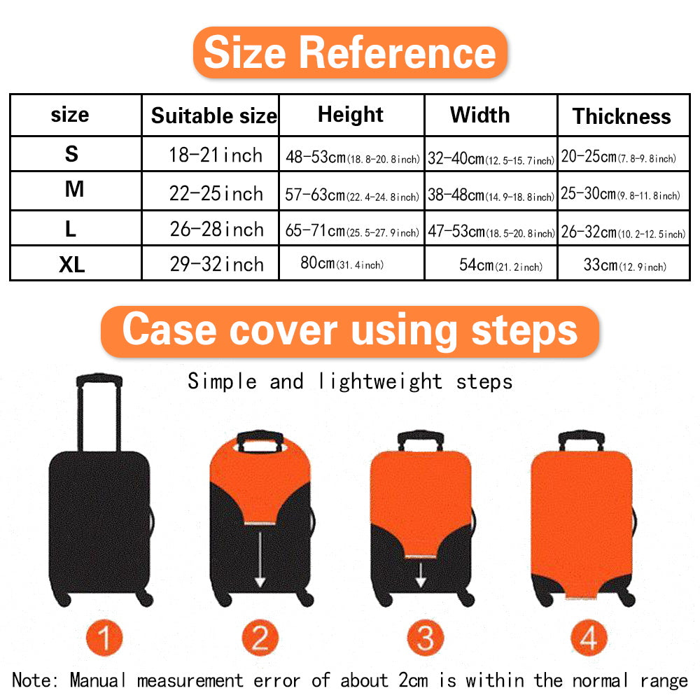 Cartoon patterned elastic luggage cover for travel suitcase or trolley duffle case.