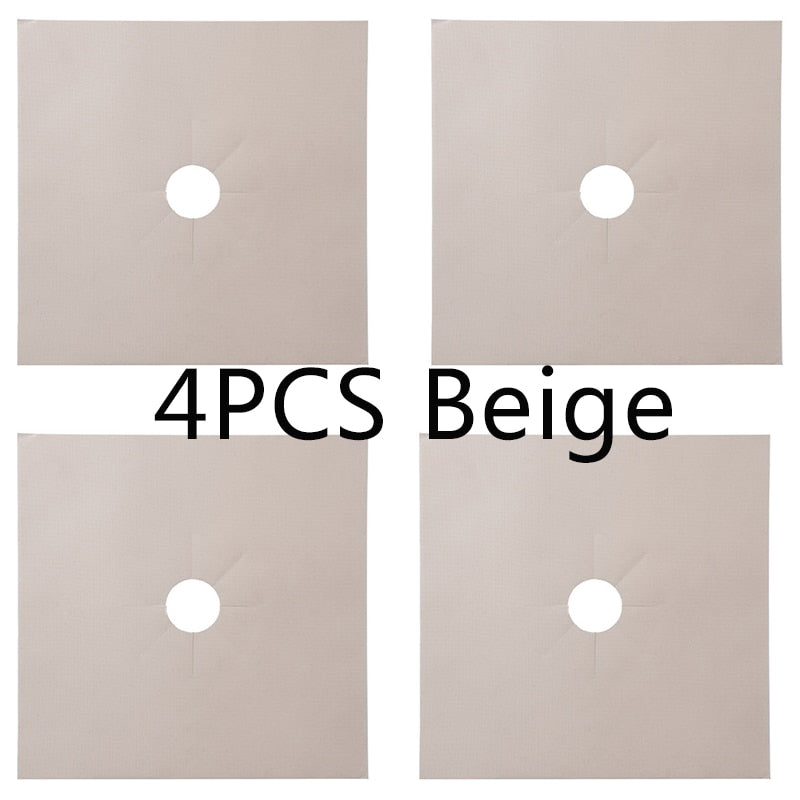 Set of 4 PTFE Gas Stove Mats: Heat Resistant and Ideal for Cleaning Oil and Gas Stoves