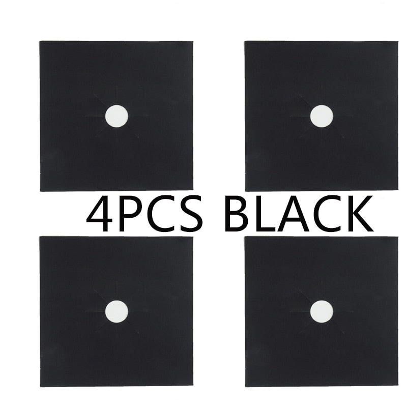 Set of 4 PTFE Gas Stove Mats: Heat Resistant and Ideal for Cleaning Oil and Gas Stoves