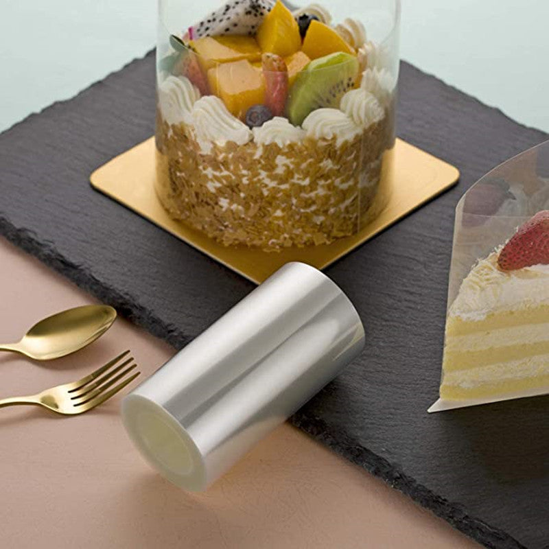 Cake tools for mousse, chocolate, and pastries: 10 meter roll of transparent cake collar film for creating cake surrounds. Multiple sizes available. Ideal for baking enthusiasts.