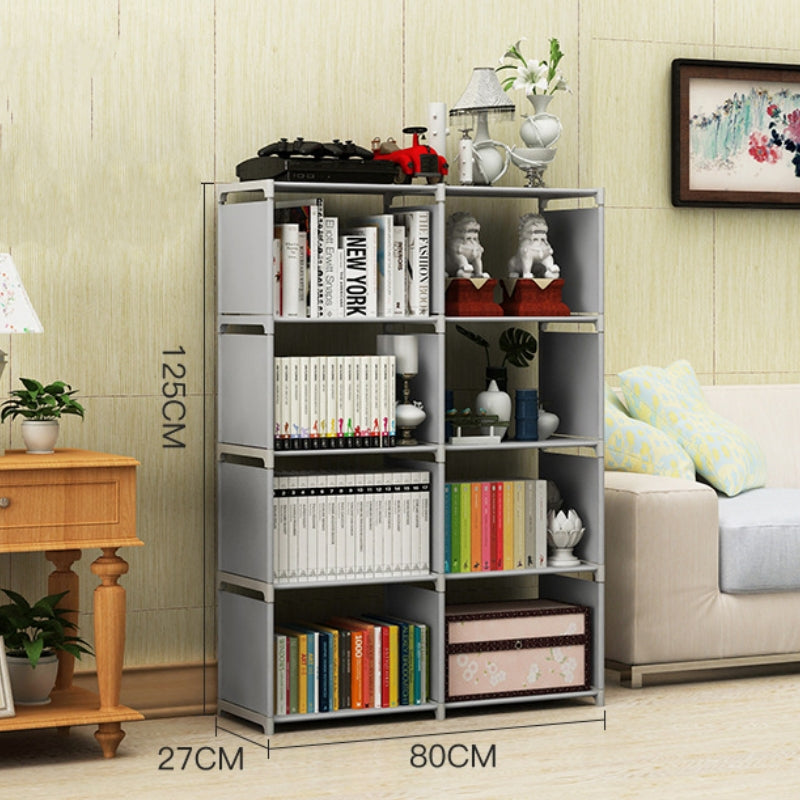 Double row bookshelf with reinforced multi-layer storage for students.