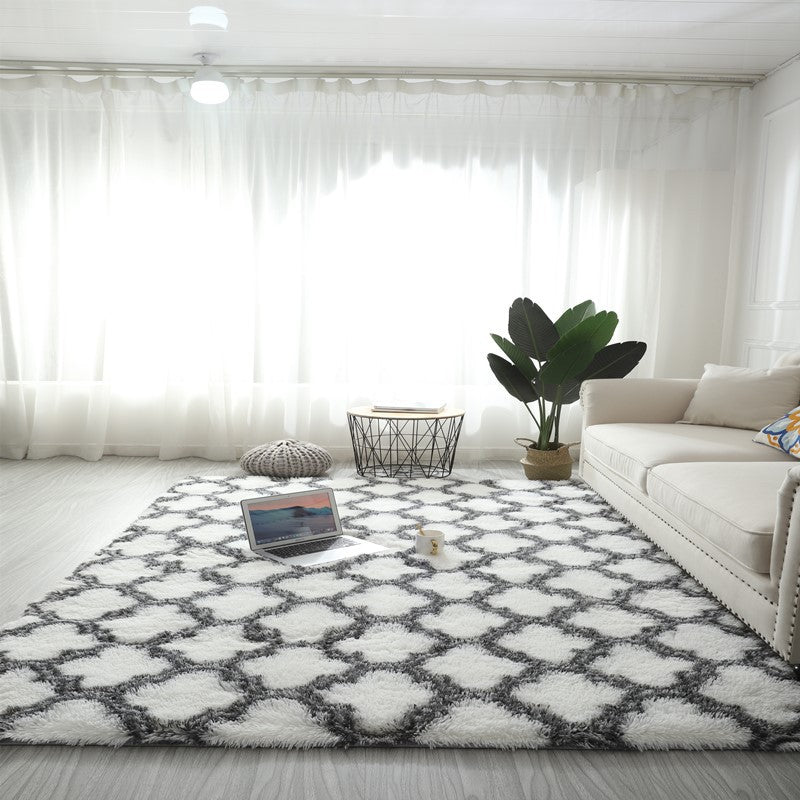 Fashionable checkered design rug, modern Nordic-style warm plush carpet. Soft and fluffy bedroom cushion, with a washable living room floor mat. Perfect for home decor, indoor supplies, bedside accessories, patio, garage, high traffic areas, and spring