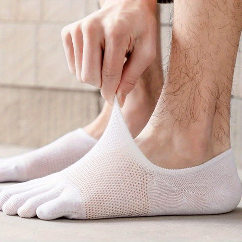 1 Pair of Breathable Mesh Five Finger Socks made of Polyester Blend with Spandex, Solid Color, Knit Fabric, Hand Wash/Dry Clean, Weight of 250-1.0g/m²