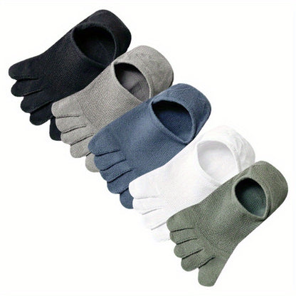 1 Pair of Breathable Mesh Five Finger Socks made of Polyester Blend with Spandex, Solid Color, Knit Fabric, Hand Wash/Dry Clean, Weight of 250-1.0g/m²