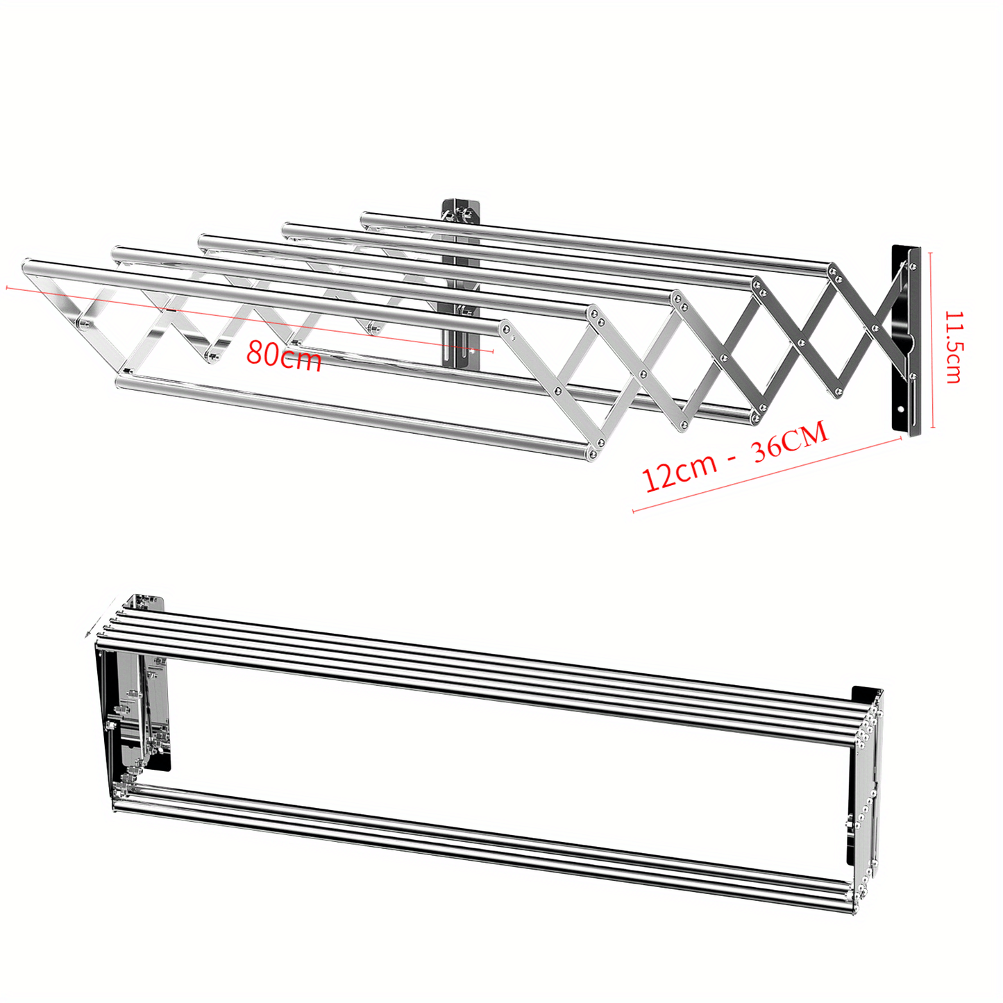 Wall Mounted Clothes Drying Rack, Space-Saving Collapsible Rack with Towel Bar, Multi-Functional Design