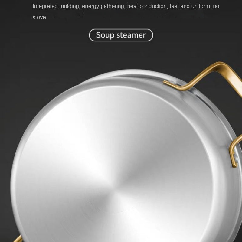 One Stainless Steel Pot Set including a Multifunctional Steamer, Household Thickened Three-layer Soup Pot, Hot Pot, Integrated Steaming Cooking Pot, Kitchen Pot, and other Cooking Utensils.