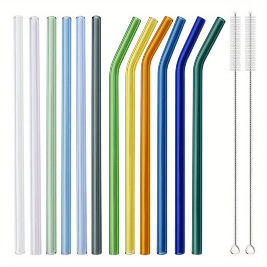 Set of 8 glass straws that are reusable and ideal for enjoying tea and smoothies. Perfect addition to your tableware and kitchen supplies.