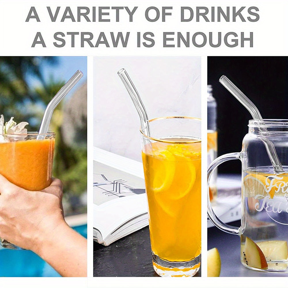 Set of 8 glass straws that are reusable and ideal for enjoying tea and smoothies. Perfect addition to your tableware and kitchen supplies.