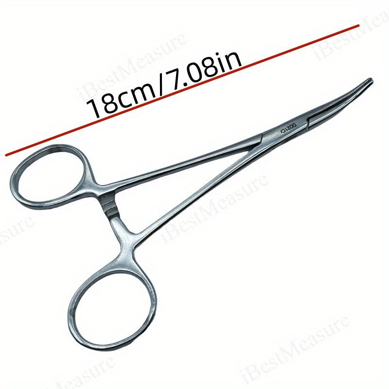 1pc Stainless Steel Hemostatic Forceps with Curved/Straight Tips, Ergonomic Handles, Durable Metal Construction.