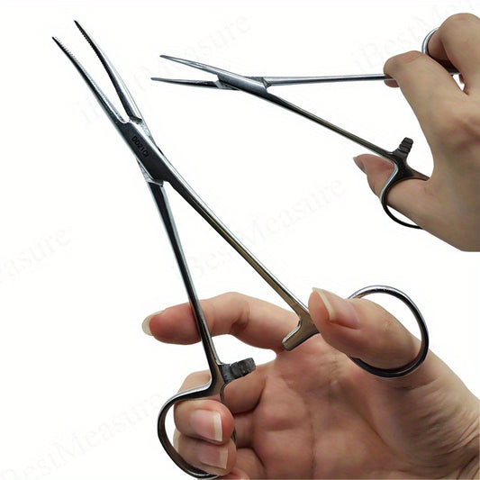 1pc Stainless Steel Hemostatic Forceps with Curved/Straight Tips, Ergonomic Handles, Durable Metal Construction.