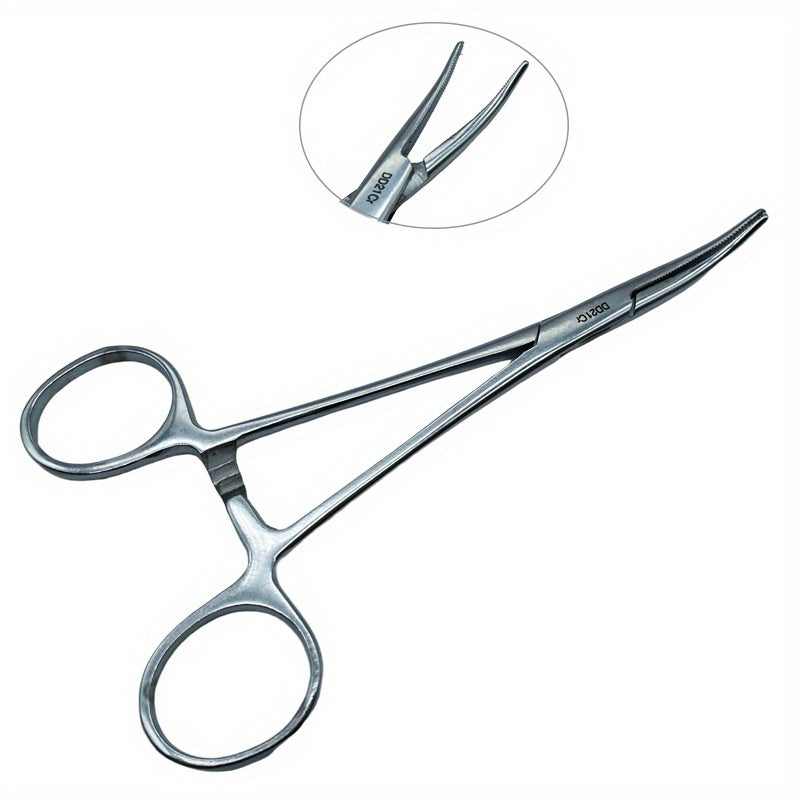 1pc Stainless Steel Hemostatic Forceps with Curved/Straight Tips, Ergonomic Handles, Durable Metal Construction.