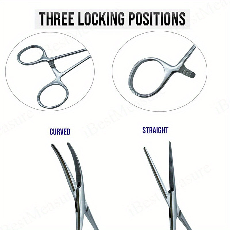 1pc Stainless Steel Hemostatic Forceps with Curved/Straight Tips, Ergonomic Handles, Durable Metal Construction.