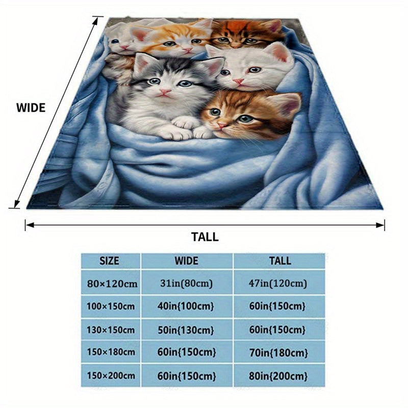 Cuddle up with this adorable 1-piece Cute Cat Thin Blanket! This lightweight flannel throw is perfect for your sofa, bed, travel, camping, living room, office, couch, chair, and anywhere else you want to get cozy. The digital printing fleece blanket