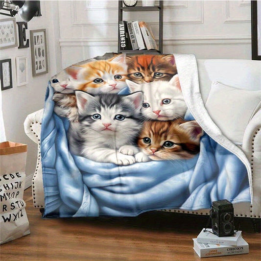 Cuddle up with this adorable 1-piece Cute Cat Thin Blanket! This lightweight flannel throw is perfect for your sofa, bed, travel, camping, living room, office, couch, chair, and anywhere else you want to get cozy. The digital printing fleece blanket