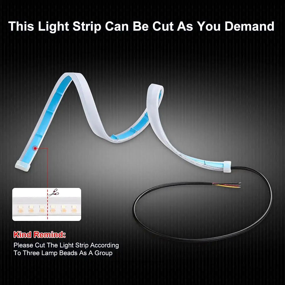 2x 12V Car Decoration Light Strips with Startup Scanning, Super Bright LEDs, Atmosphere Light, Modification Light Guide.