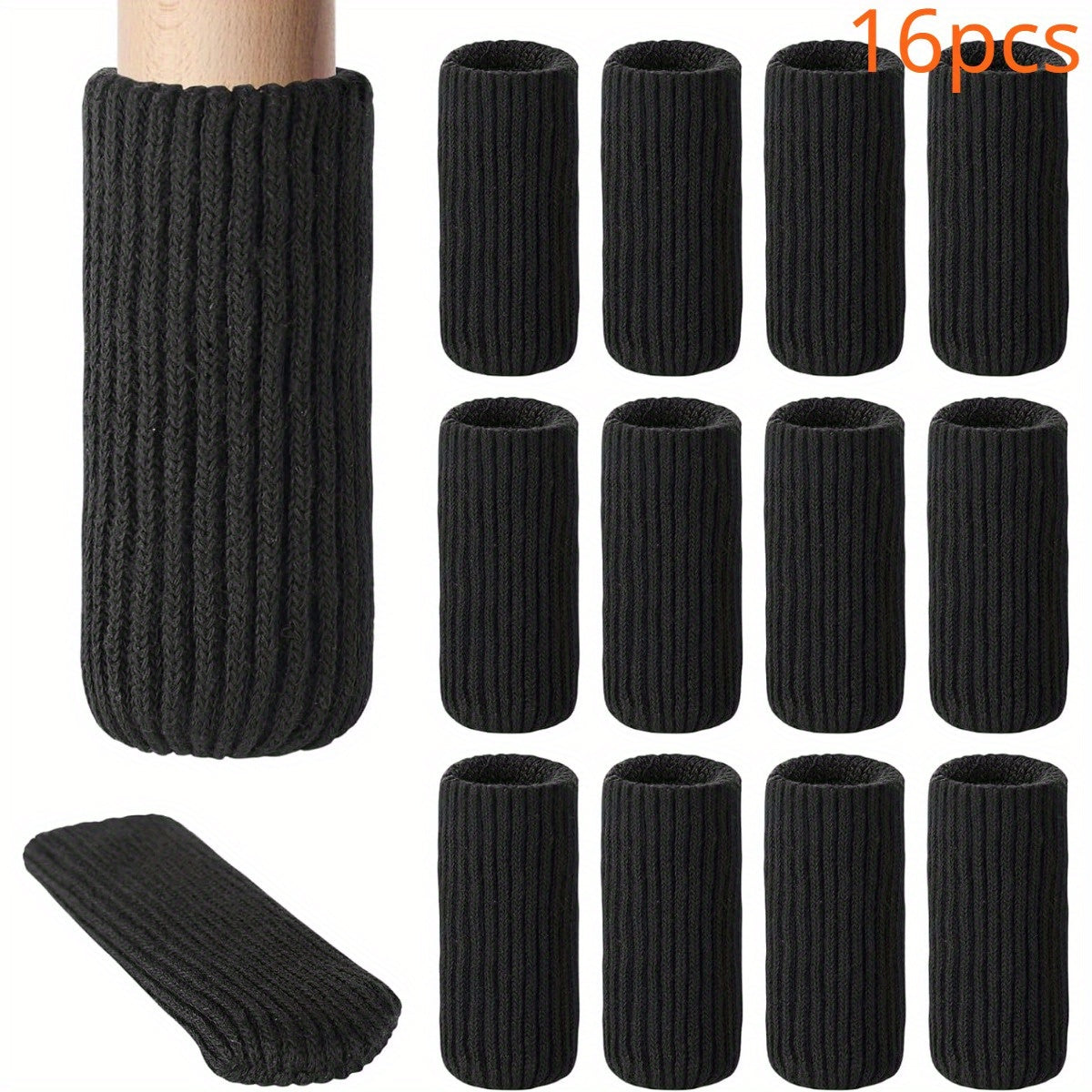 Chair leg socks, chair leg protectors for hardwood floors - set of 16, 24, or 40 pieces. High elastic knitted chair leg floor protectors to prevent scratches on furniture legs.