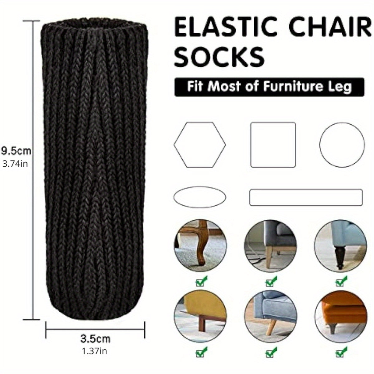 Chair leg socks, chair leg protectors for hardwood floors - set of 16, 24, or 40 pieces. High elastic knitted chair leg floor protectors to prevent scratches on furniture legs.