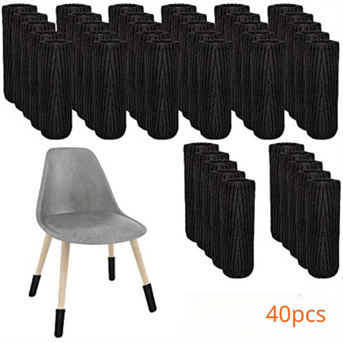 Chair leg socks, chair leg protectors for hardwood floors - set of 16, 24, or 40 pieces. High elastic knitted chair leg floor protectors to prevent scratches on furniture legs.